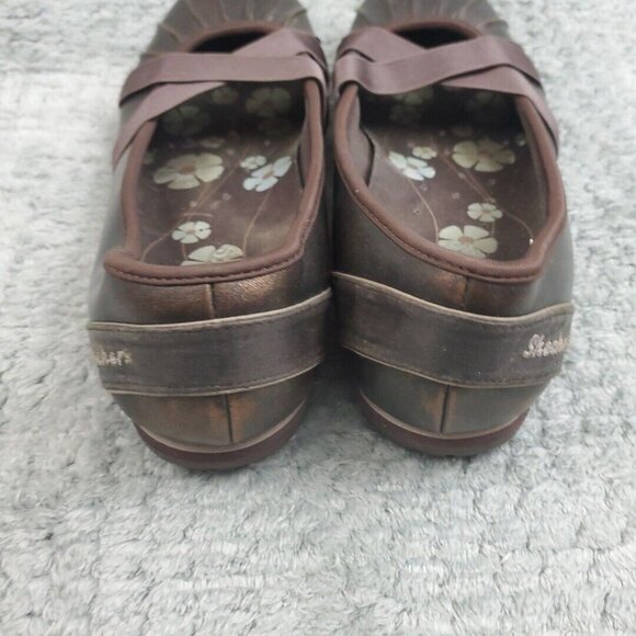 Skechers Mary Jane Shoes Womens Size 7 Metallic Brown Leather Slip On Comfort - Picture 3 of 8